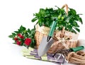 Garden equipment with flowers