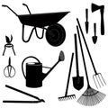 Garden equipment. Vector icon set