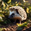 Garden Explorer: Hedgehog in the Morning Sun Royalty Free Stock Photo
