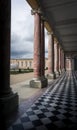 The garden and the exterior hall of the beautiful royal palace Grand Trianon Royalty Free Stock Photo