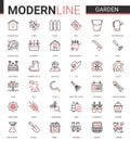 Garden farm tools flat icon vector illustration set of gardening or landscaping accessories for gardener farmer worker