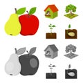 Garden, farming, nature and other web icon in cartoon,monochrome style. Plant, Root, stem, icons in set collection.