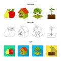 Garden, farming, nature and other web icon in cartoon,outline,flat style. Plant, Root, stem, icons in set collection.