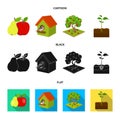 Garden, farming, nature and other web icon in cartoon,black,flat style. Plant, Root, stem, icons in set collection.