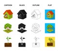 Garden, farming, nature and other web icon in cartoon,black,outline,flat style. Plant, Root, stem, icons in set