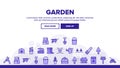 Garden Farming Tool Landing Header Vector