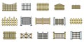 Garden fence icons set vector color