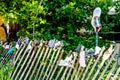 Garden Fence of Old Shoes, Boots and Gloves Royalty Free Stock Photo