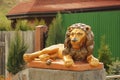 Garden figures. A lion. Figure in the form of animals Royalty Free Stock Photo