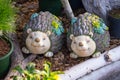 Garden figurines. Clay figures for garden decoration. Germany Royalty Free Stock Photo