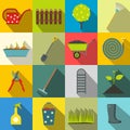 16 garden flat icons set