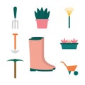 Garden flat style collection of icons vector design Royalty Free Stock Photo