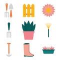 Garden flat style icon set vector design Royalty Free Stock Photo