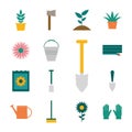 Garden flat style icons collection vector design Royalty Free Stock Photo