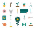 Garden flat style set of icons vector design Royalty Free Stock Photo