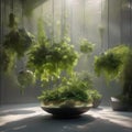 A garden of floating, levitating plants that cast enchanting shadows as they drift through the air2