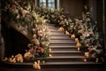 a garden and flower concept wedding decoration stairs idea Royalty Free Stock Photo