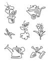 Garden Flower Line Art Design Icons Big Set. Gardening. Thin line art icons.