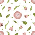 Garden flower, plants, botanical, seamless vector design for fashion, fabric, wallpaper. Small colorful flowers.