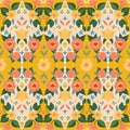 Garden flowers in medallion vector seamless pattern. Vintage French Shabby Bloom Cottage core aesthetic floral print for fabric,