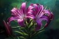 garden flowers, pink african lilies, blooming, desktop background generated by AI, generative assistant,