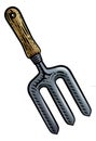 Garden Fork Gardening Tool Vintage Style Woodcut Royalty Free Stock Photo