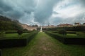 Garden of Fortezza Medicea under a dramatic sky Royalty Free Stock Photo