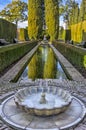 Garden and fountain in Generalife Palace (Granada, Spain)