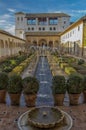 Garden and fountain in Generalife Palace (Granada, Spain)