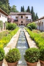 Patio de la Acequia La Alhambra, Granada, Spain Royalty Free Stock Photo