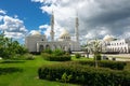 Garden in front of the white mosque Royalty Free Stock Photo
