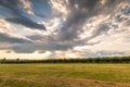 Garden with fruit trees and sunrise Royalty Free Stock Photo