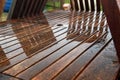 Garden furniture on a disappointingly wet summer day Royalty Free Stock Photo