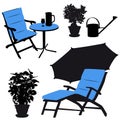 Garden furniture, vector silhouettes Royalty Free Stock Photo