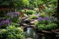 garden in the gardenpond with flowers garden with flowers Royalty Free Stock Photo