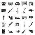 Garden gasoline tools icons set, simple style Royalty Free Stock Photo