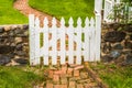 Garden gate and brick path Royalty Free Stock Photo