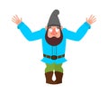 Garden gnome confused emoji oops. dwarf perplexed emotions. surprise Vector illustration Royalty Free Stock Photo