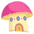 Garden gnome house in magic mushroom. Cartoon fairytale Royalty Free Stock Photo