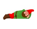 Garden gnome sleeping. dwarf asleep. dormant Vector illustration