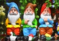 Garden gnomes in a shop window display