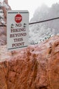 garden of the gods colorado springs no hiking sign rocky mountains Royalty Free Stock Photo