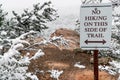 Garden of the gods colorado springs no hiking sign rocky mountains Royalty Free Stock Photo