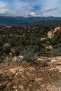 Garden of the gods & pikes peak colorado springs rocky mountains Royalty Free Stock Photo