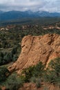 Garden of the gods & pikes peak colorado springs rocky mountains Royalty Free Stock Photo