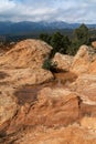 Garden of the gods & pikes peak colorado springs rocky mountains Royalty Free Stock Photo