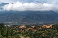 Garden of the gods & pikes peak colorado springs rocky mountains Royalty Free Stock Photo