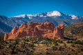 Garden of the Gods and Pikes Peak Royalty Free Stock Photo