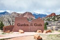 Garden of the Gods sign in Colorado Springs Royalty Free Stock Photo