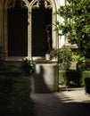 Garden in gothic cloister courtyard, Cathedral Toledo, Spain Royalty Free Stock Photo